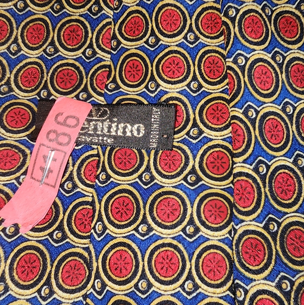 Valentino Red, Blue, Black And Gold Vintage Tie - Picture 8 of 11